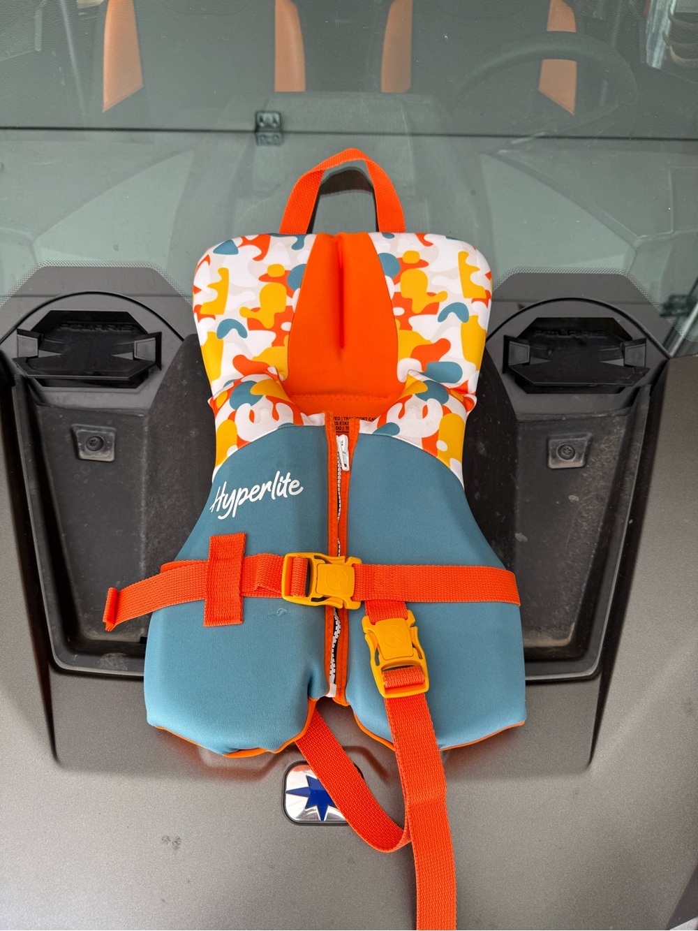 Hyperlite Kids Life Vest in Teal & Orange